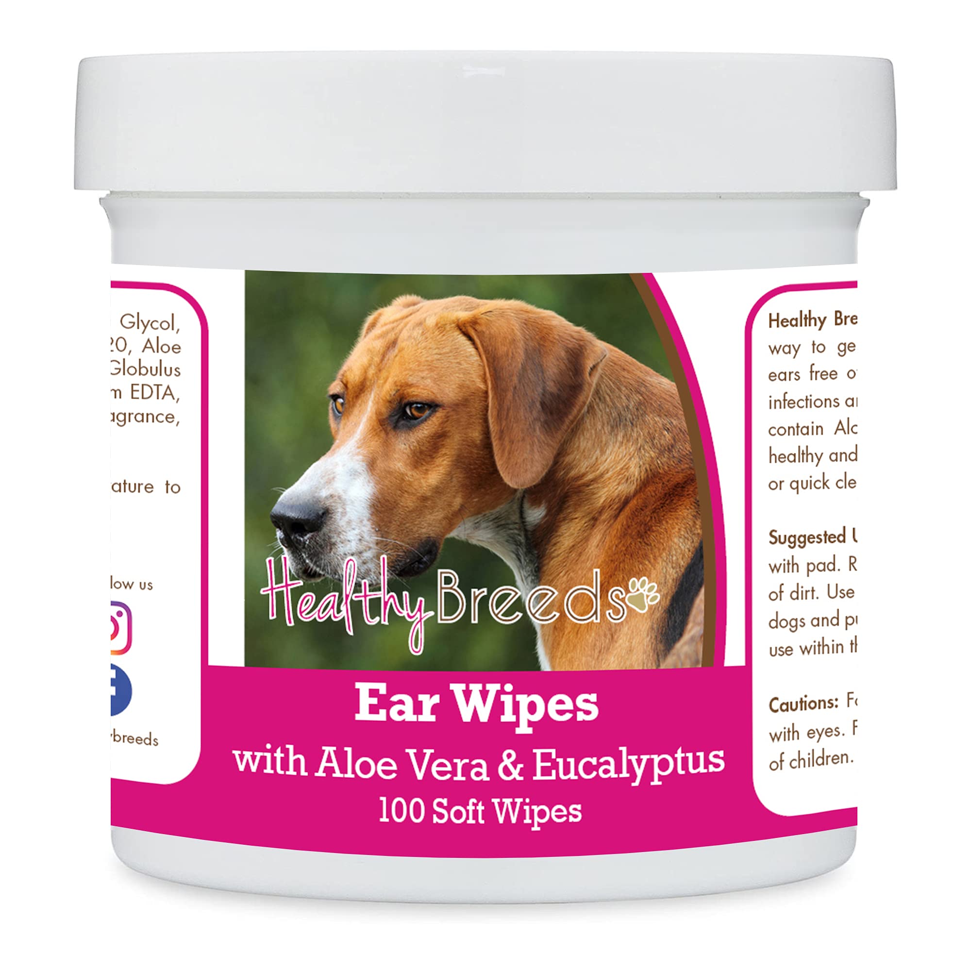 Healthy Breeds English Foxhound Ear Cleaning Wipes with Aloe &amp; Eucalyptus for Dogs 100 Count
