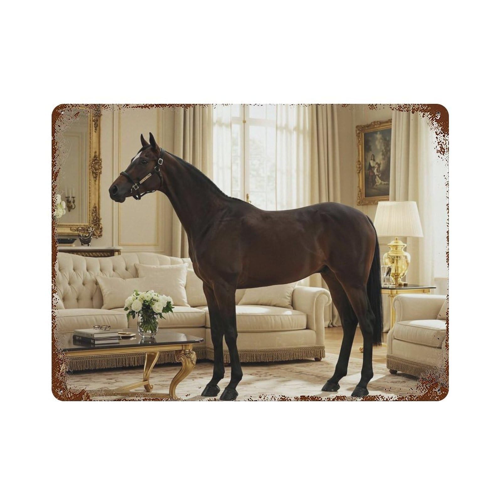 xiaoxiaoshen Horse Poster, Photography Prints Wall Decor Art Metal Tin Poster Modern Home Decor Art Home Bar Shop Decorations Vintage Sign 30x40cm