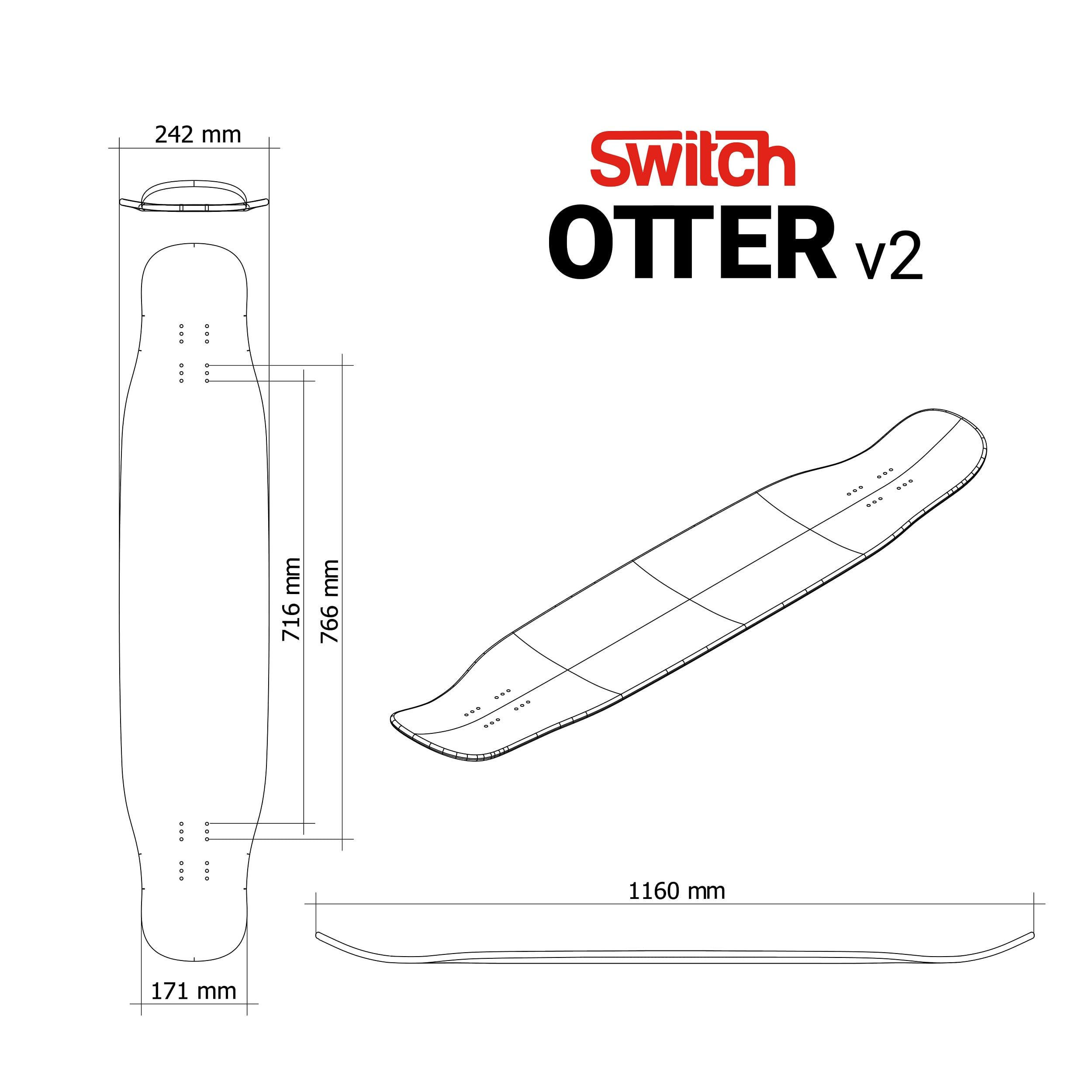 Dancing Longboard Otter V2 Flow Black Flex1 : Deck Freestyle robuste et étanche pour conducteurs polyvalents