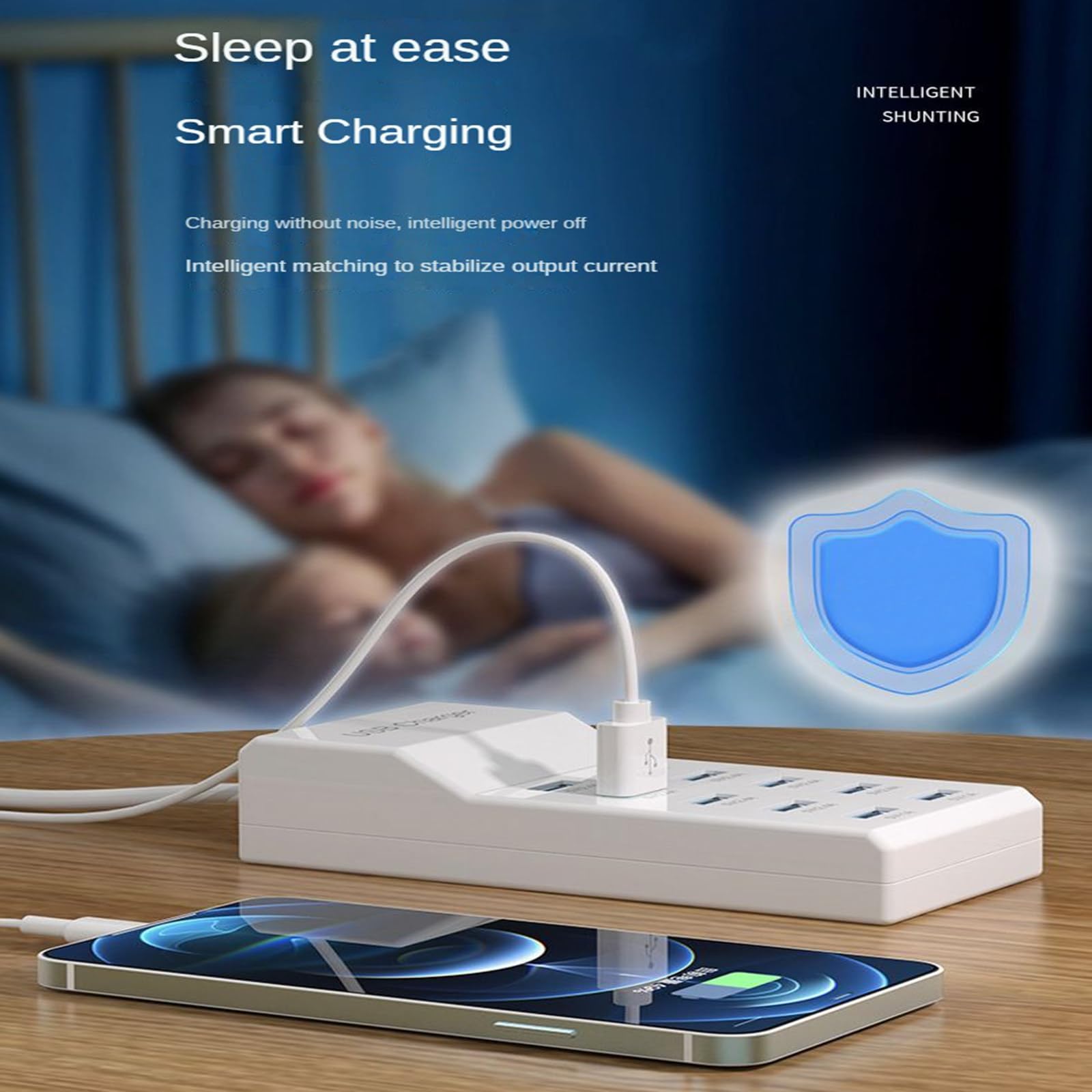 10-portowa ładowarka USB Multi-Port 5V2.4A 10-portowa ładowarka do telefonu komórkowego Pile Row Plug 40W stacja ładująca szybkie ładowanie, B