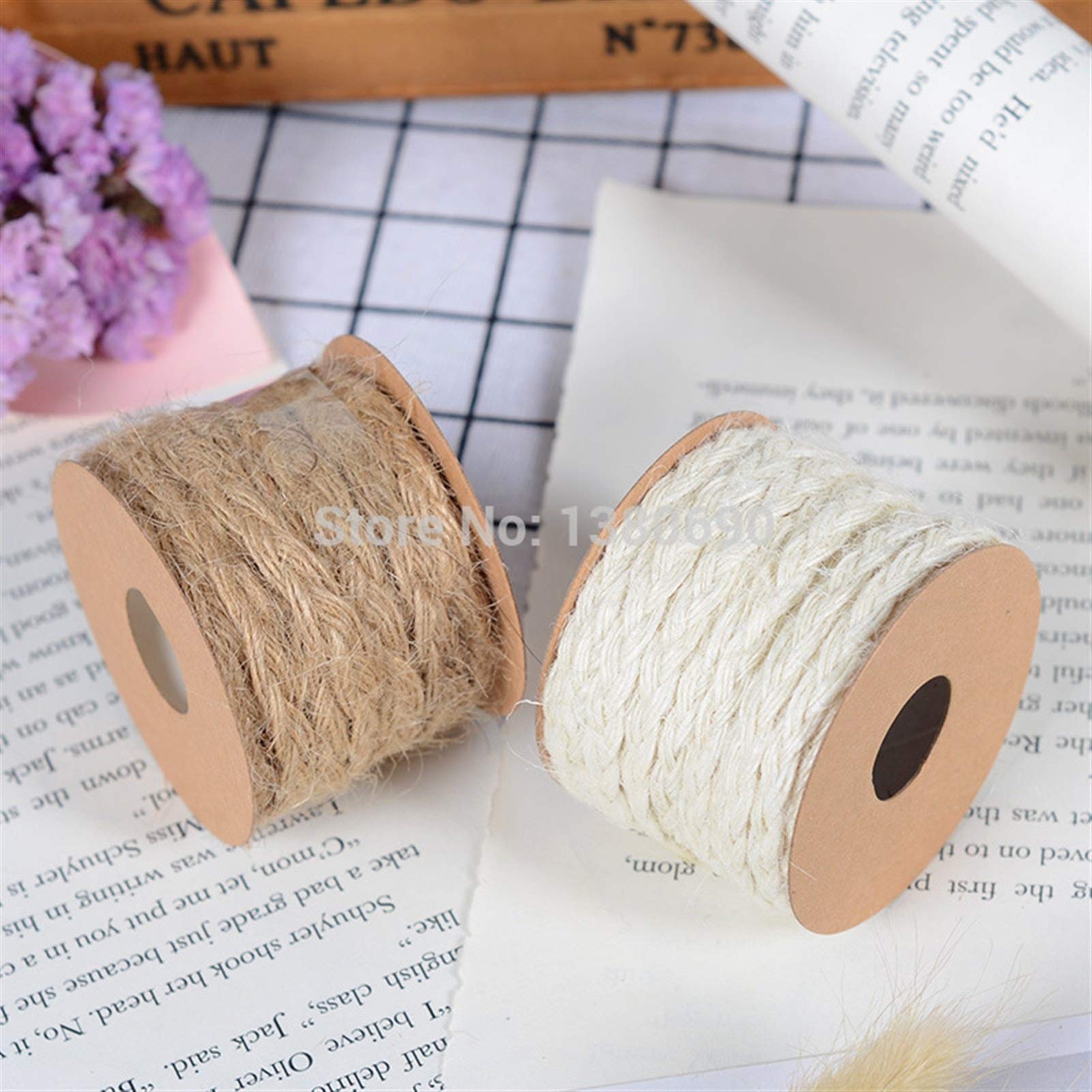 Zkenshan-Natural Jute Twine 5M/roll Jute Hemp Rope Twine String DIY Label Hang Rope Wedding Decoration for Home Hemp Rope Gardening Cord, Natural Jute Fiber (Color : Brown)