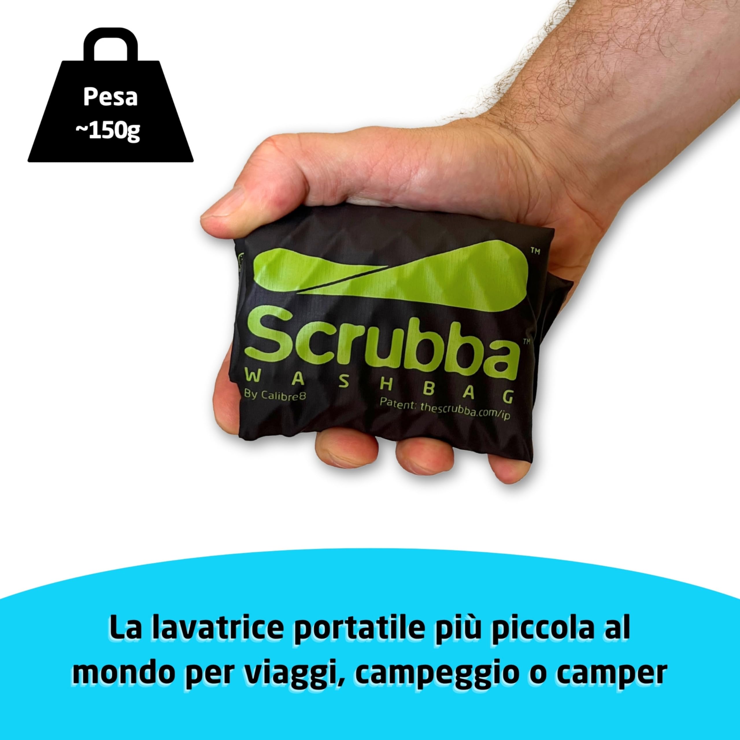 Scrubba Wash Bag 2.0 Sacchetto Lavatrice Portatile Borsa Sacco per Lavare Lavasciuga con Esclusivo Sistema Asse per Bucato Indispensabile Accessorio Camper Campeggio Escursione Viaggio Ovunque