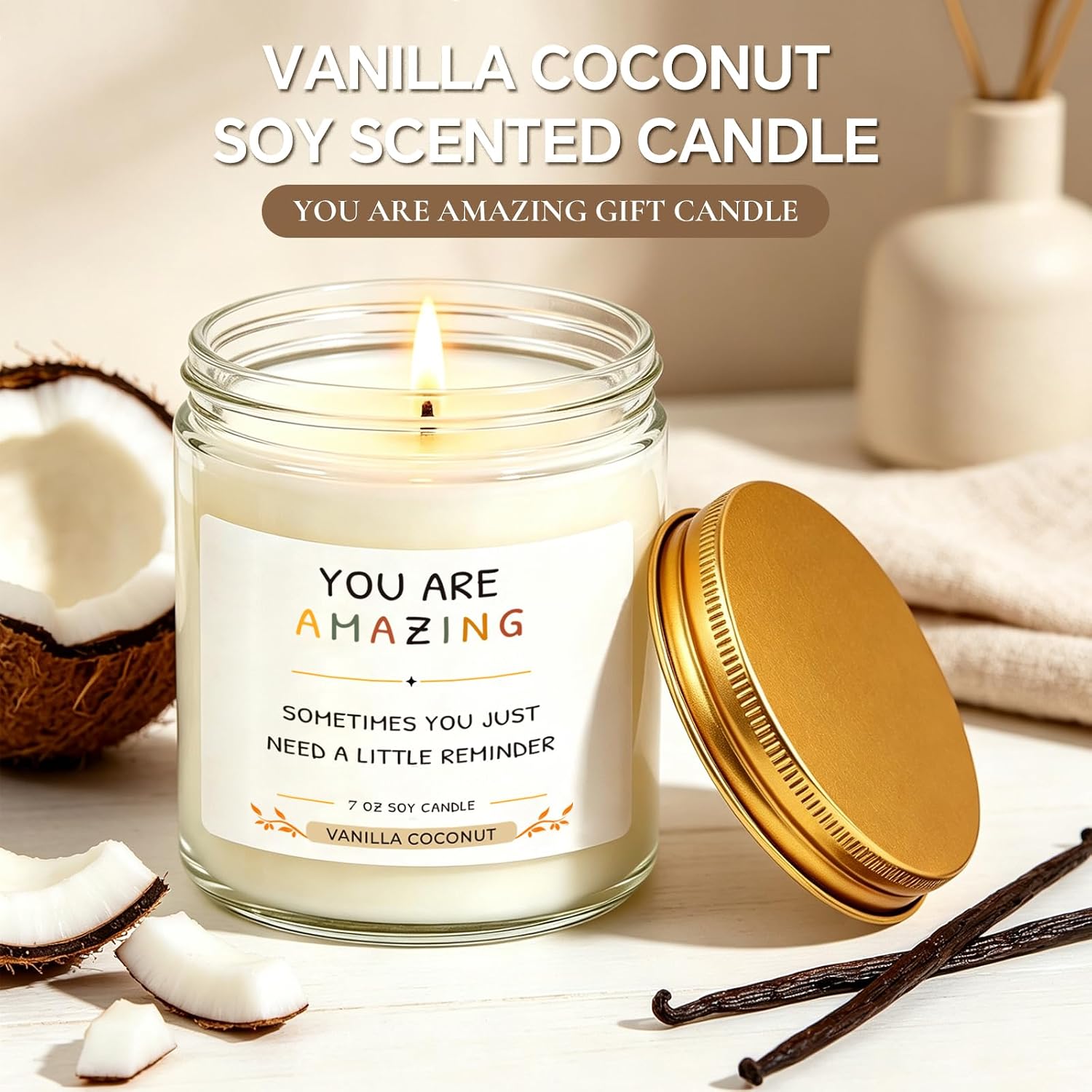 Encouragement Gifts for Women, 7 OZ Soy Candle with Positive Message, Inspirational Gift for Women, Motivational Present Ideas, Self Care Gifts, Thoughtful Gift for Her.