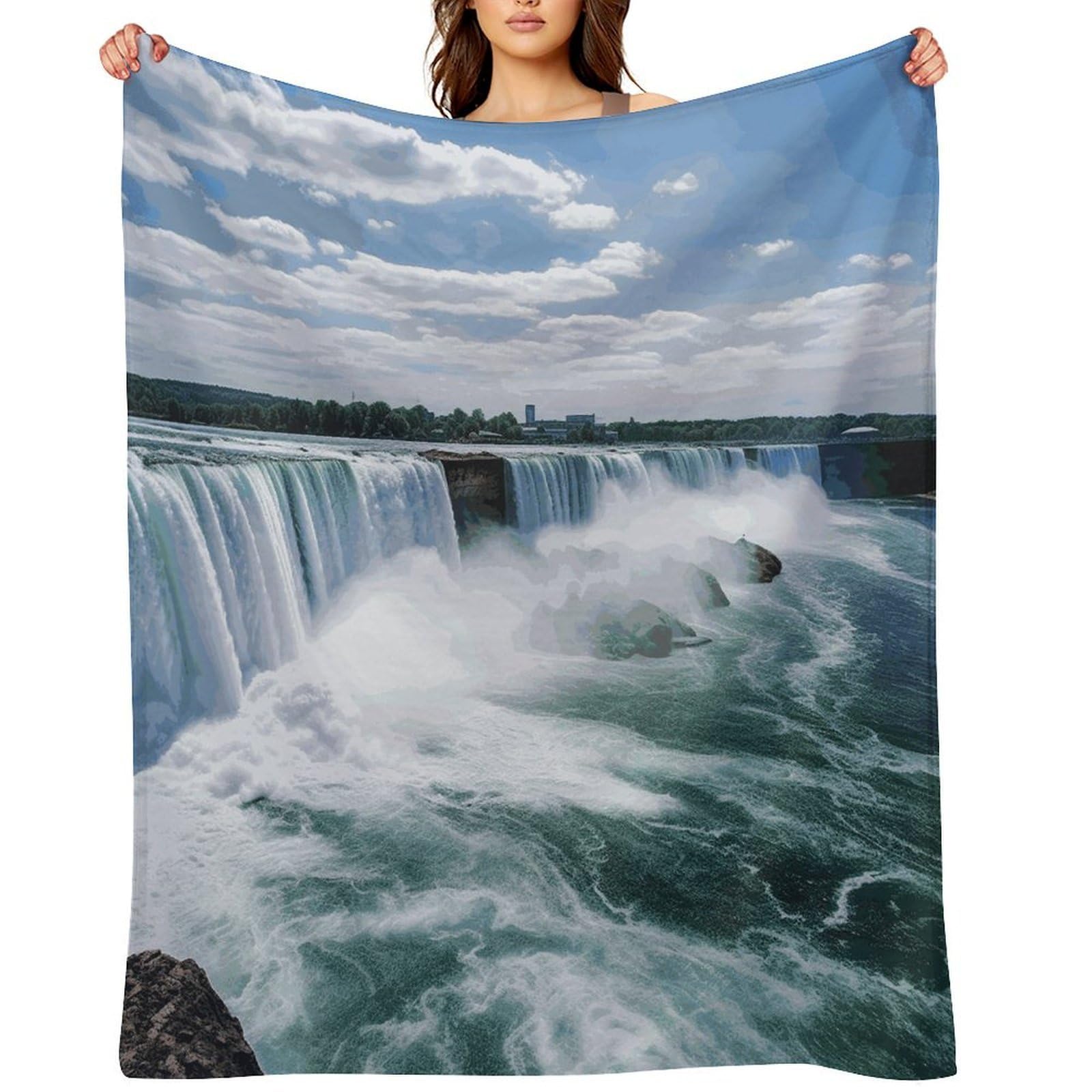 Flannel Fleece Throw Blanket - 50"x60" Super Soft Plush,Lightweight Wrinkle Resistant Cozy Niagara Falls Blanket for Couch Sofa Bed Travel Camping and Gift