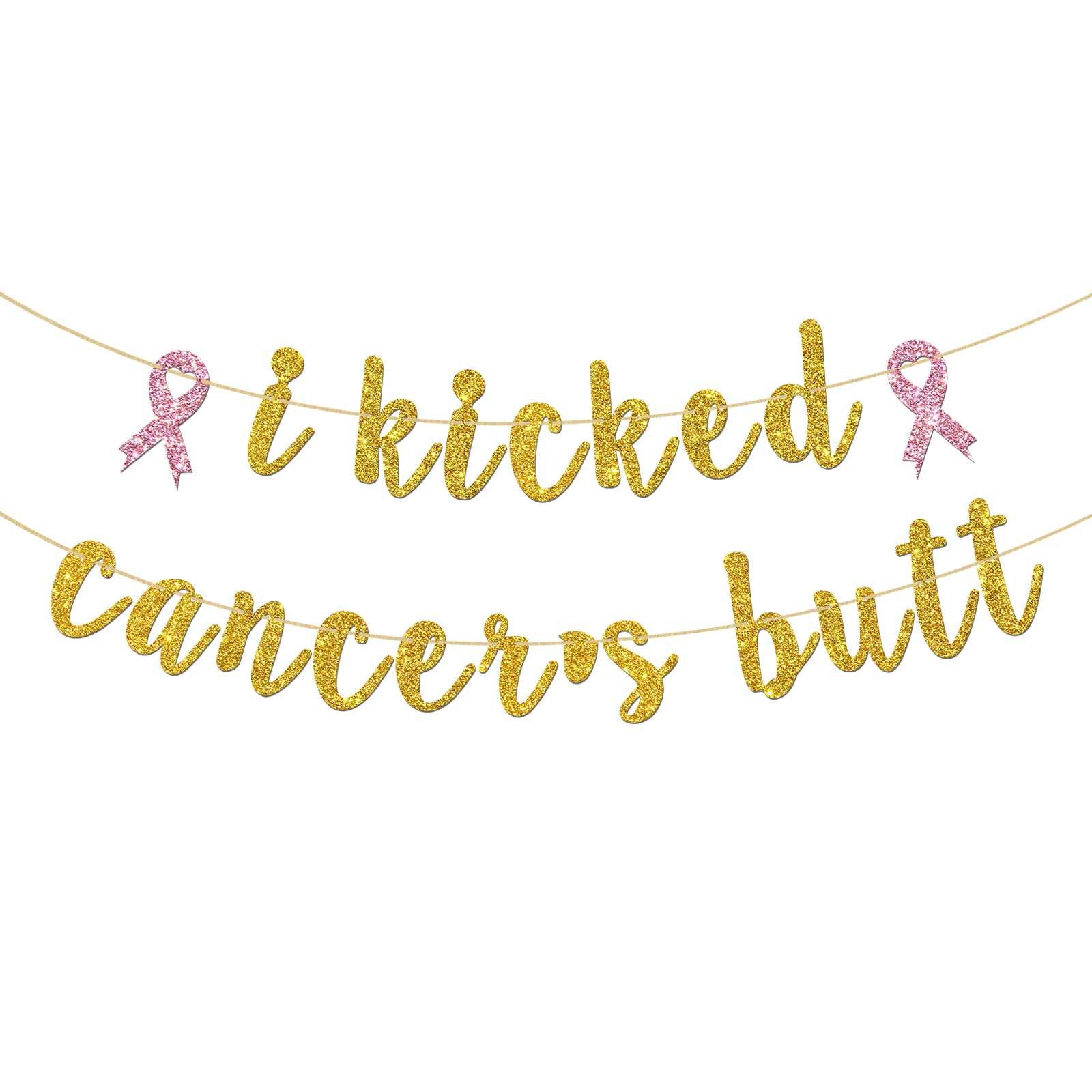 Bannière festive I Kicked Cancer's Butt en paillettes pour embellir un salon de réception