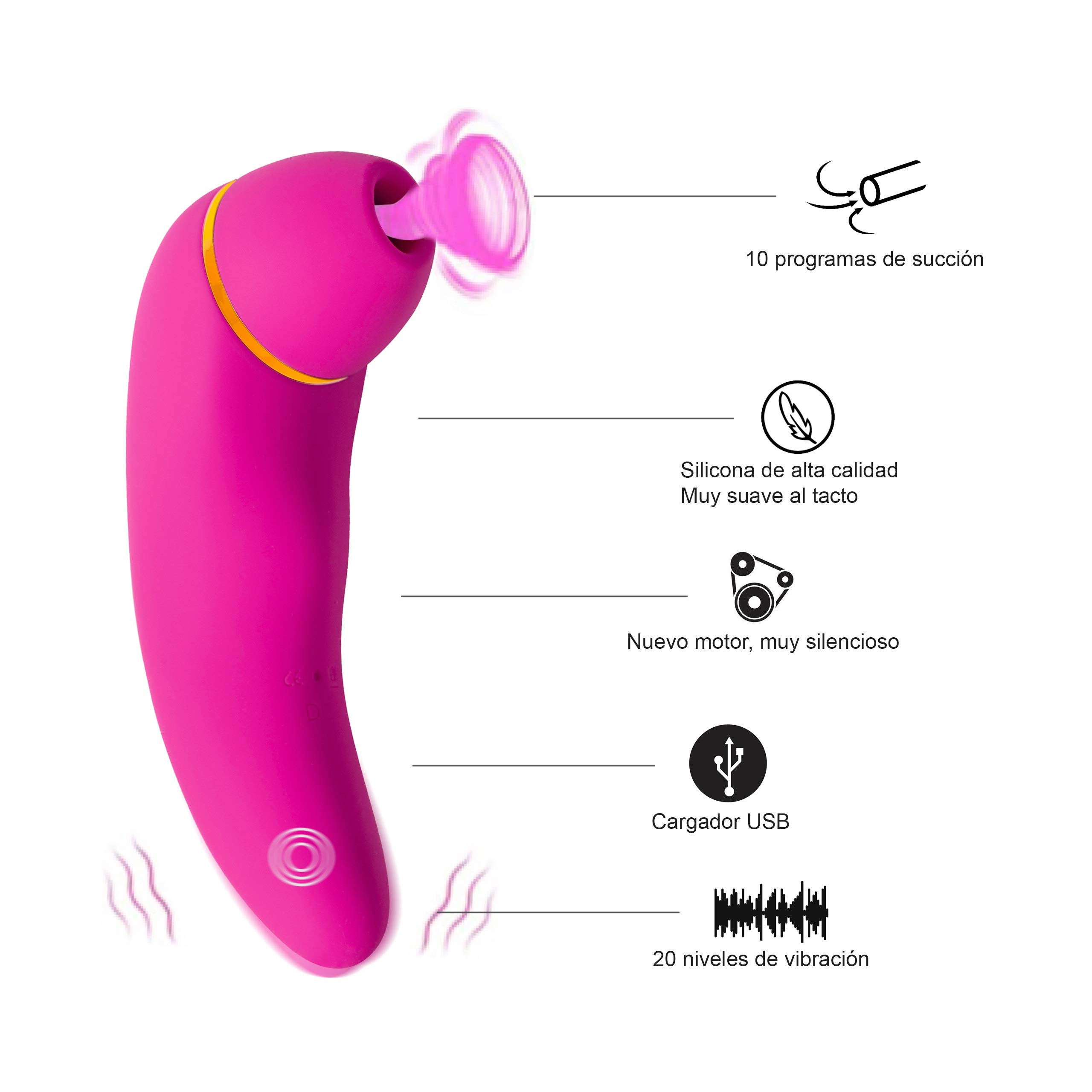 HUGBOX PRO Succionador de Clítoris y Punto G, Satisfayer Femenino, Juguete Sexual Mujer, Juguete Erótico, Sex Toy, Consolador, Vibrador, 30 programas. Silencioso, 100% waterproof – Marca Española