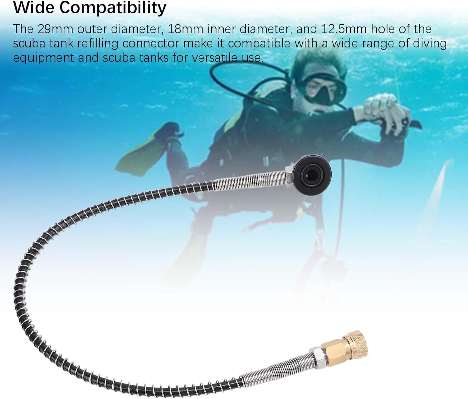 Scuba Tank Fill Adapter 8mm Aluminum Portable Effortless Use Valve Scuba Tank Adapter Filling Connector for Diving Snorkeling