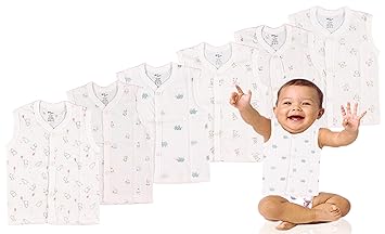 MOM CARE Unisex Baby Regular Fit Vest For 6-12 Months Cotton Sleeveless For Boys And Girls Sando Baniyan Combo (Pack Of 6) White - image, photos