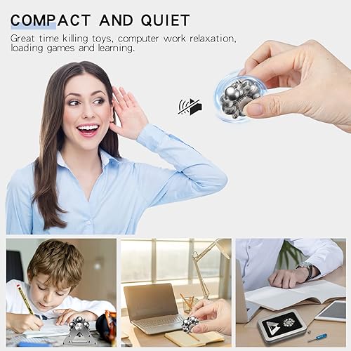 Miniatura 4 de primaniacs Rueda de la fortuna Fidget Spinner, juguetes de escritorio con soporte, marco de metal de acero inoxidable, rodamiento liso, plata