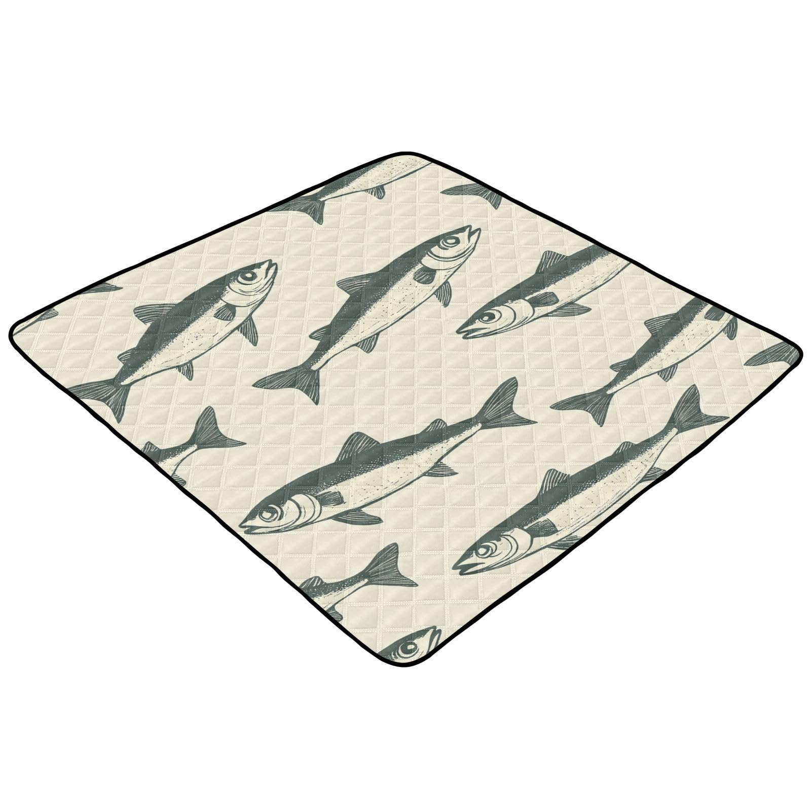 Kigai Cute Fish Baby Play Mat for Floor and Playpen 50x50 inch Non-Slip Baby Activity Playmat Waterproof Foldable Crawling Mat for Infants Toddlers