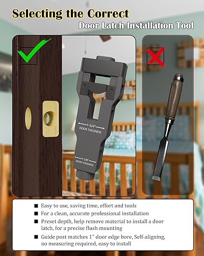 Miniatura 6 de Kit de instalación de pestillo de puerta, herramienta de embutir de pestillo de puerta afilada y resistente, plantilla de pestillo de puerta de