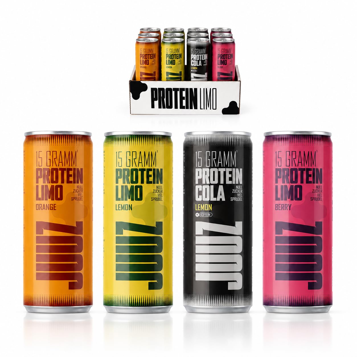 JUUZ Protein-Limo 12er Mix-Paket 0,33L Lemon Berry Cola Lemon Orange EINWEG