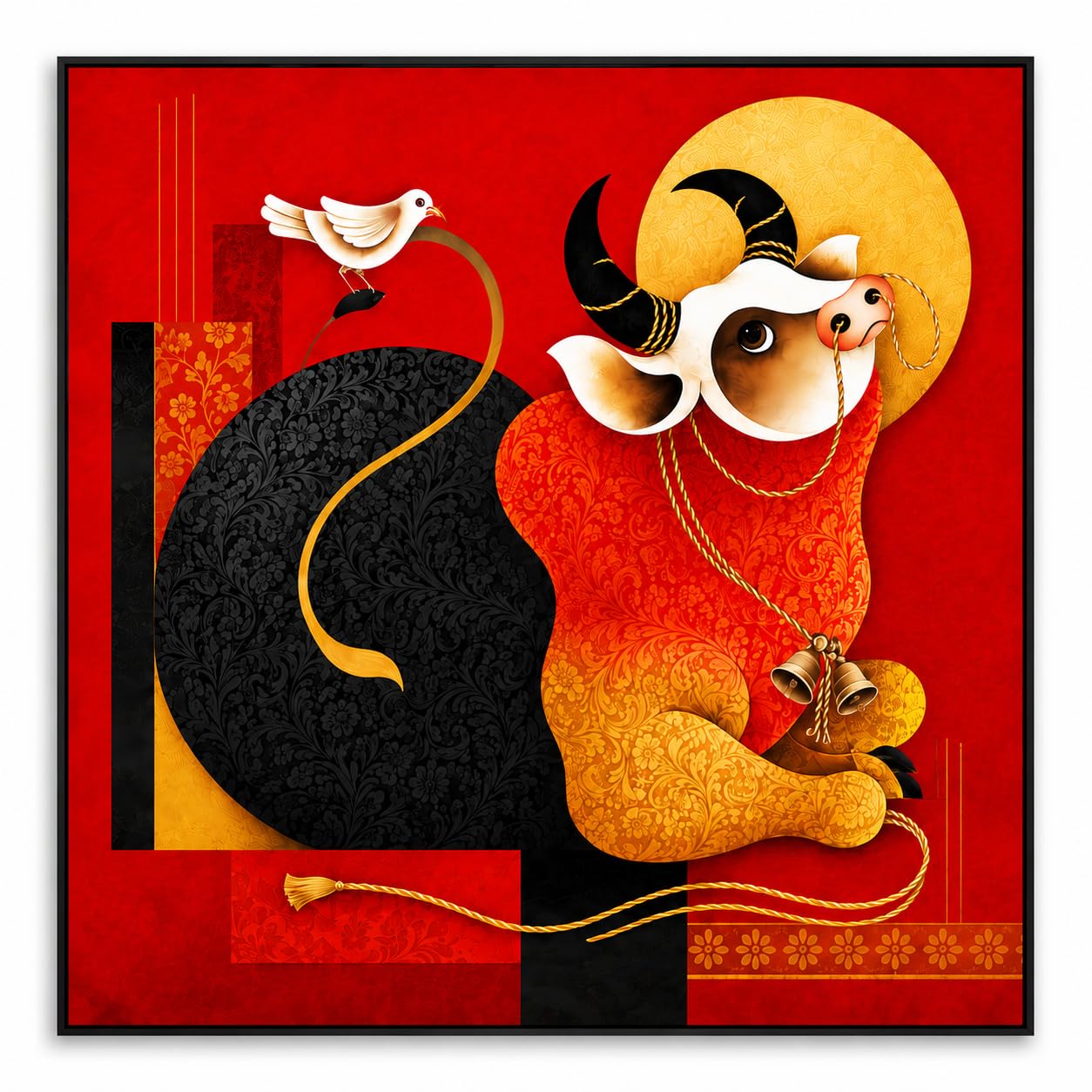 Decor Daddy Nandi Bull Wall Art Ready to Hang Spiritual Home Decor Religious Decorative Artwork for Living Room Bedroom Temple Office Hallway-image-44