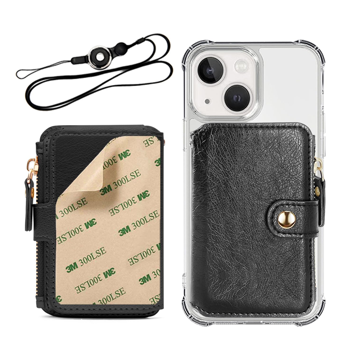 Phone Wallet Stick On, Leather Phone Card Holder, Credit Card Holder For Phone Case Compatible With IPhone, Samsung And Android - White, Blue