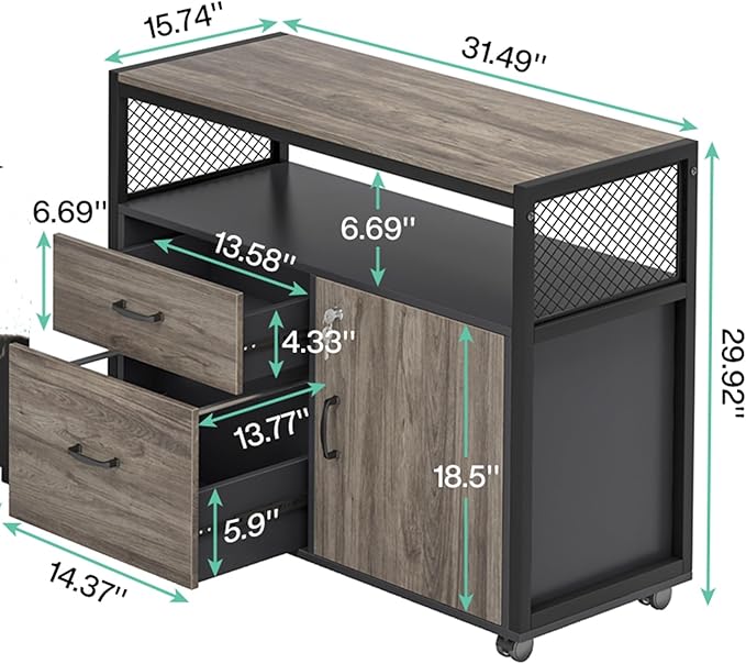 Condition photo showing New/Like New for Tribesigns Modern File Cabinet with Drawers for Letter-Sized File and Door, Lock