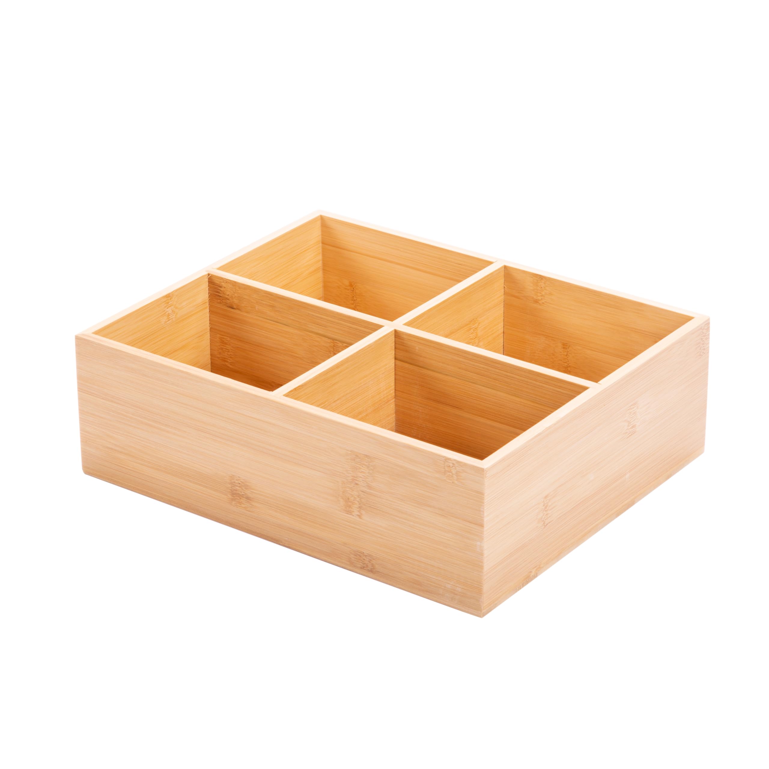 Wickerfield Natural Drawer Divider - Kitchen Cabinet & Office Desktop Organizer (Four Compartments)
