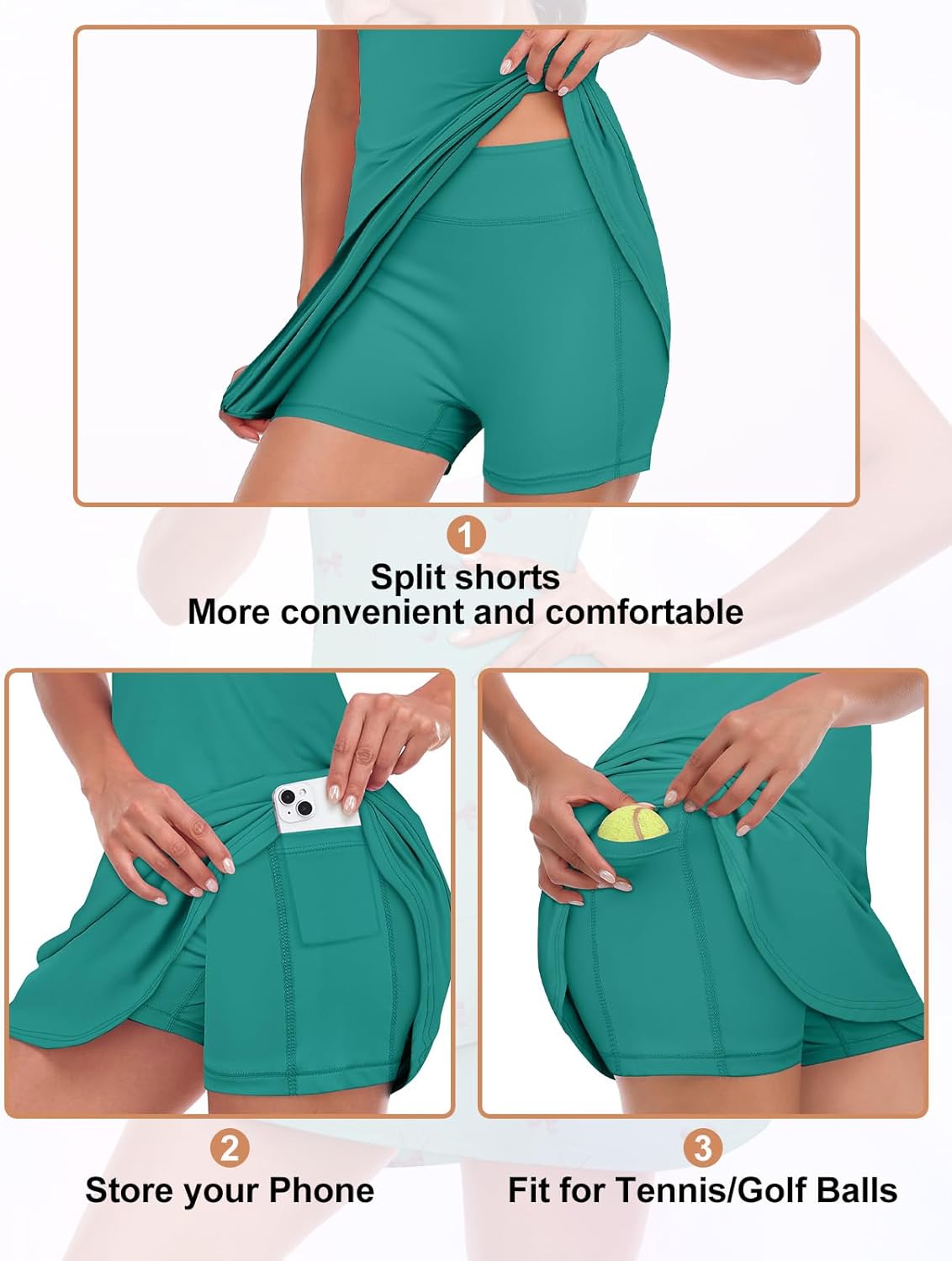 Viracy Tennis Dress for Women Sleeveless Golf Dresses with Shorts and Pockets Ruffle Zip Up Stand Collar Golf Outfits - Image 5