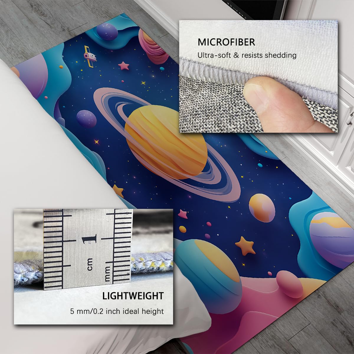 Weltraumteppiche 150x210cm Universum Sonnensystem Planet Thema Teppiche Blauer Sternenhimmel Cartoon Kinderzimmerbereich Teppich für Schlafzimmer Klassenzimmer Bodenmattendekor