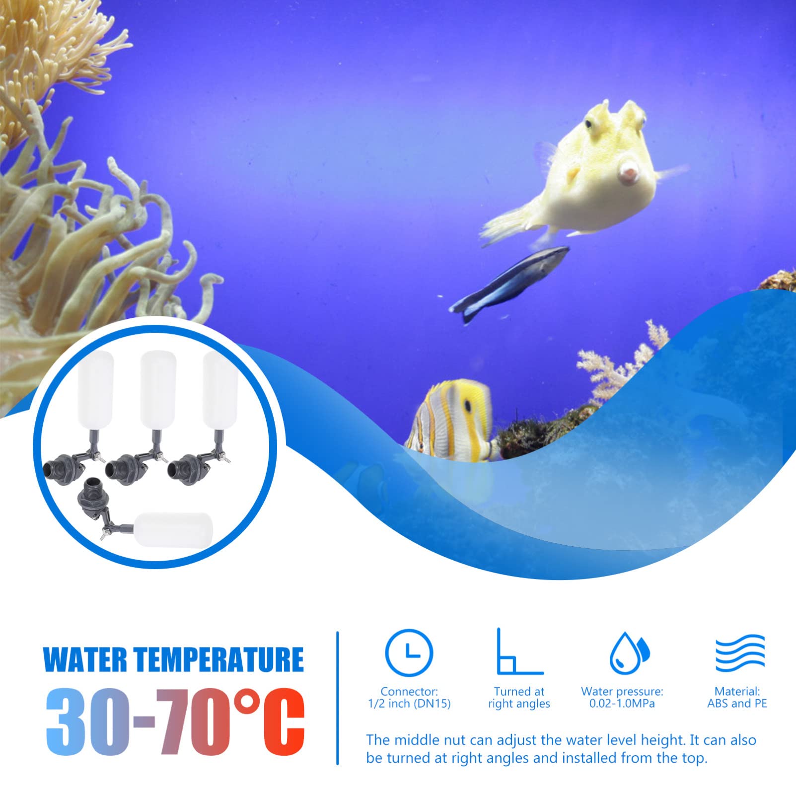 PRETYZOOM 4Pcs Mini Auto Refill Water Float Valve White Ball Valve for Humidifiers Aquariums Ice Machines Water Control for Water Tanks