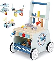 BPMFKID 2-in-1 Wooden Baby Push Walker & Tool Toy - Montessori Activity Walker for Toddlers 1-3 Years
