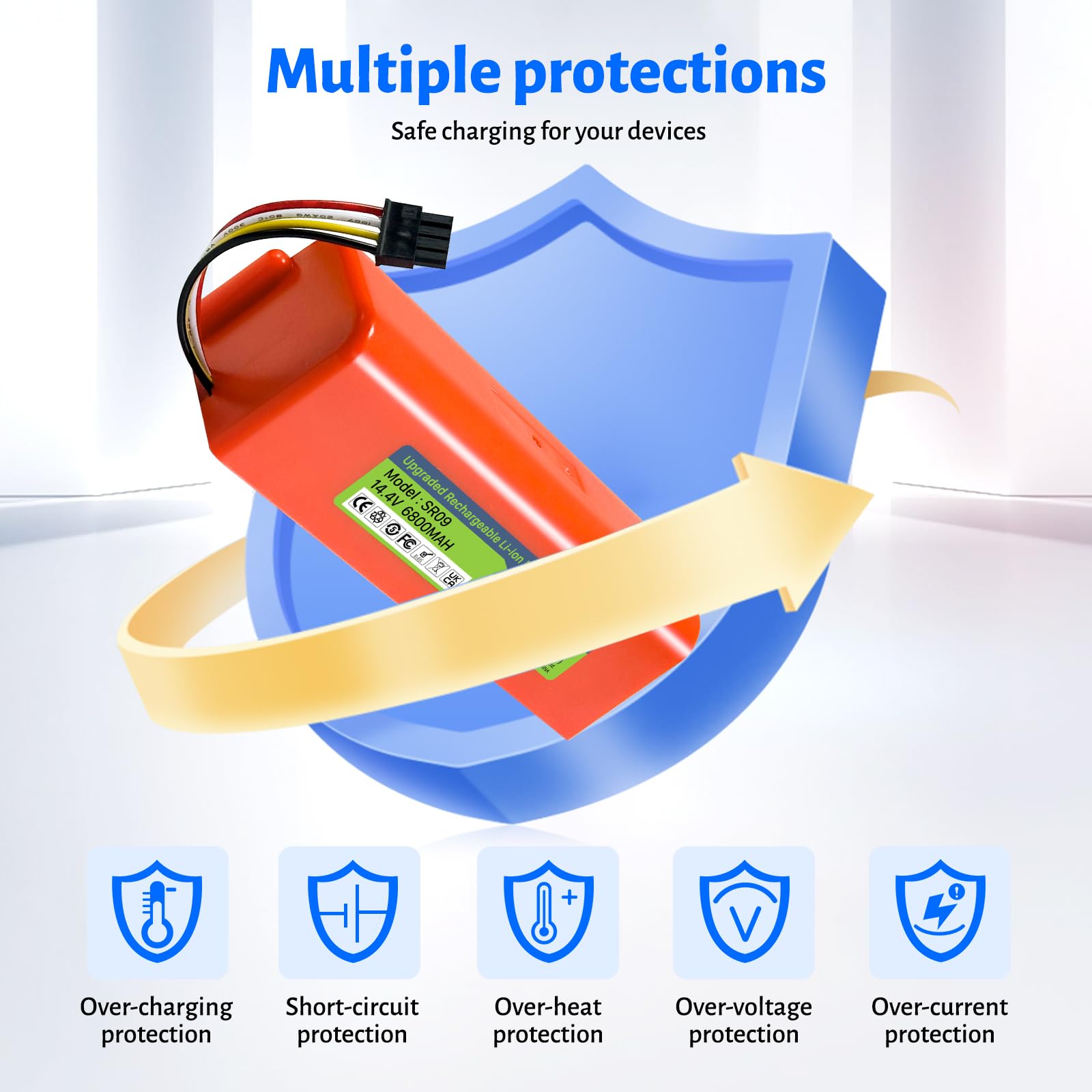 Batterie pour Xiaomi Roborock S5, S5 Max, S50, S6, S6 MaxV, S7, Q7 Max V Ultra Pure, Q5 Q5 Max Q5 Pro, Brr-2p4s-5200s, 1ère et 2ème génération Mijia Robot Hoover