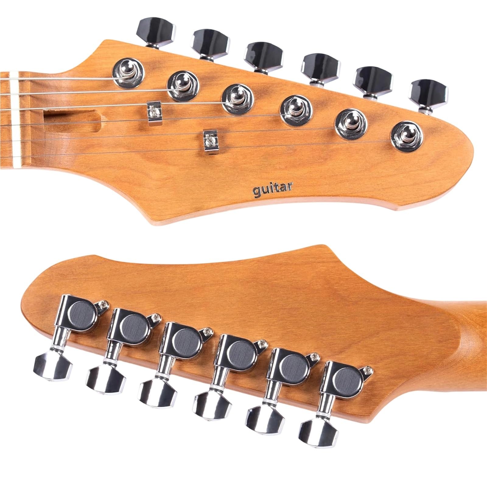 Chitarra Elettrica Strumenti Musicali Chitarra Elettrica Solid Body SSH Paulownia Per Principianti Regolabile 7 Corde Prestazioni Professionali(Ebony)