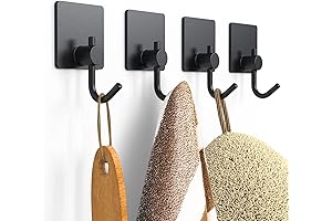Towel Hooks, 4 Pcs Upgraded Adhesive Hooks Heavy Duty, Waterproof Wall Hooks...