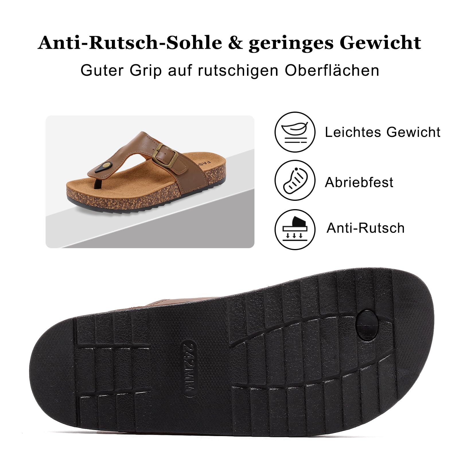 Chanclas Mujer Hombre Sandalias con Plantilla de Corcho Flip Flops Verano - Sandalias Ajustables Antideslizantes Playa Piscina Cómodas
