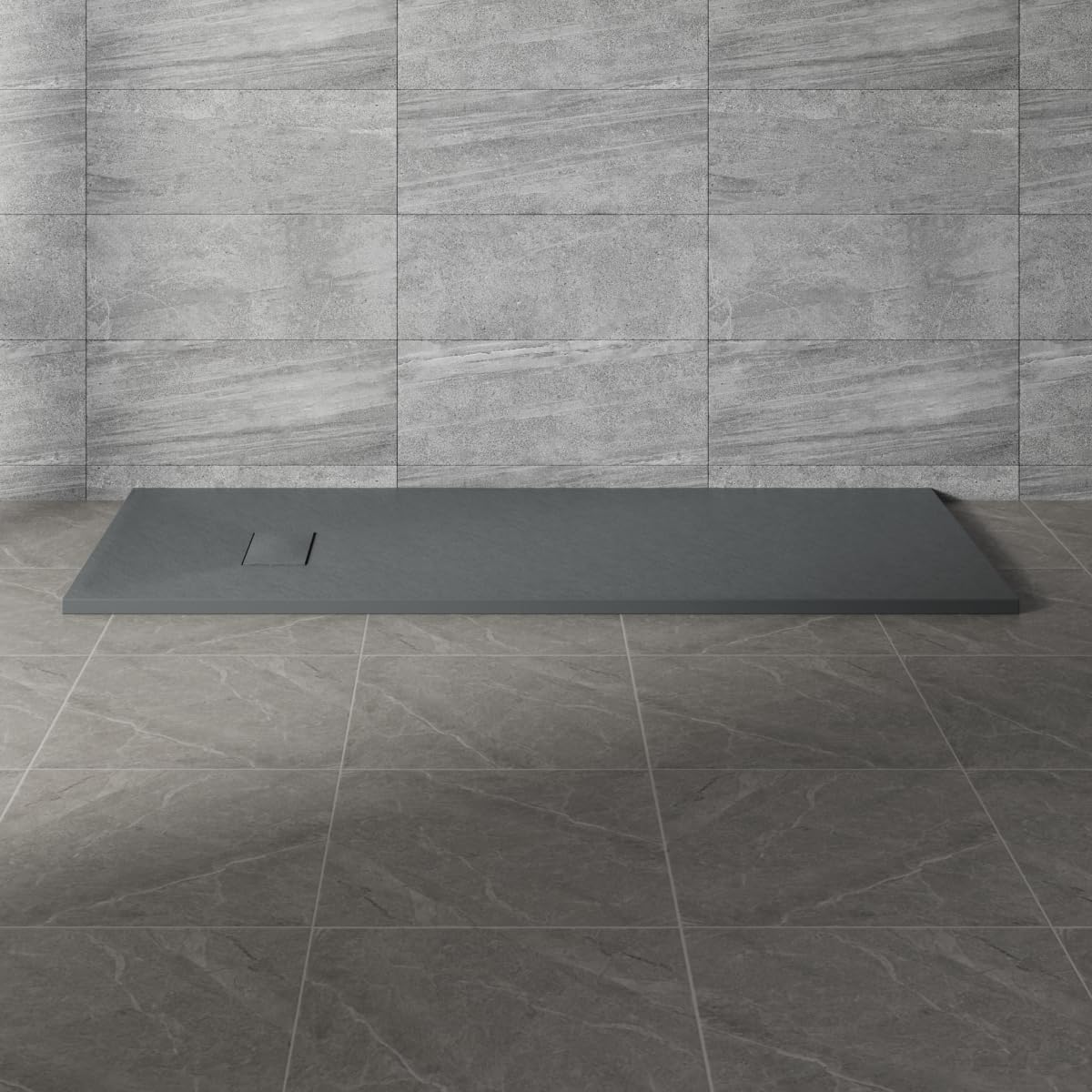 NRG 1800x700mm Anthracite SMC Rectangle Shower Tray Slip-Resistance Bathroom Shower Enclosure Base Tray