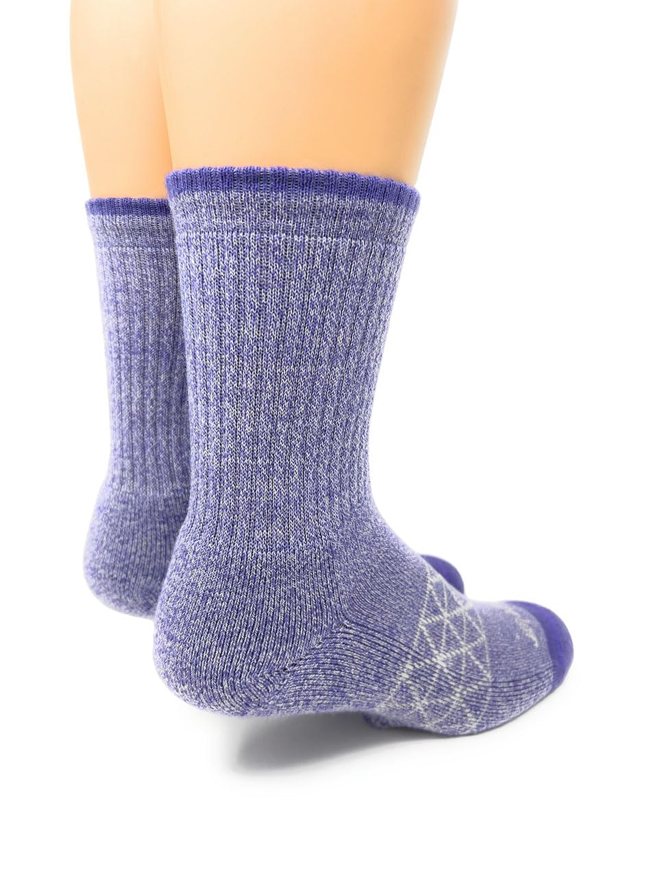 WARRIOR ALPACA SOCKS - All Day - Everyday - Terry Lined - Cushioned - All-Purpose Socks - Unisex (Small, Lilac/White - Mid Crew)