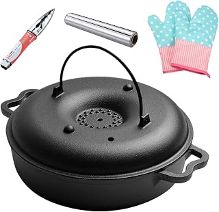 Roaster Pan with Lid | Iron Sweet Potato Roaster with Clip and Gloves,Oven Pan - for Home Kitchen Sweet Potato Corn BBQ Vegetables Meals