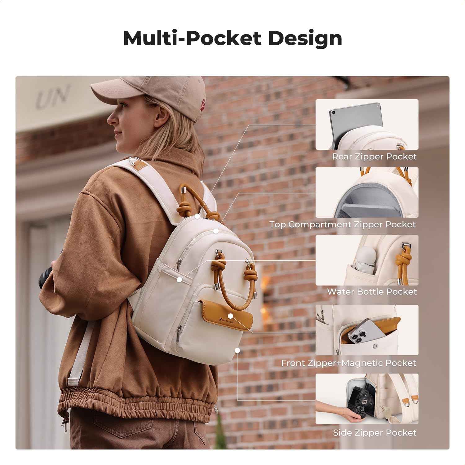 K&F CONCEPT Mochila para Cámara Compacta, Bolsa Pequeña para Fotógrafos DSLR/SLR, Mochila 2 en 1 Resistente al Agua con Compartimento para Tablet de 10.1"