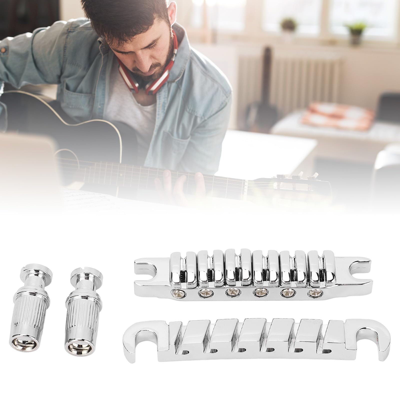 Gitarrensaite durch Steg, Zinklegierung, Individuell Verstellbar, 10, 4 Mm Saite durch Steg, Ersatz für (SILVER
