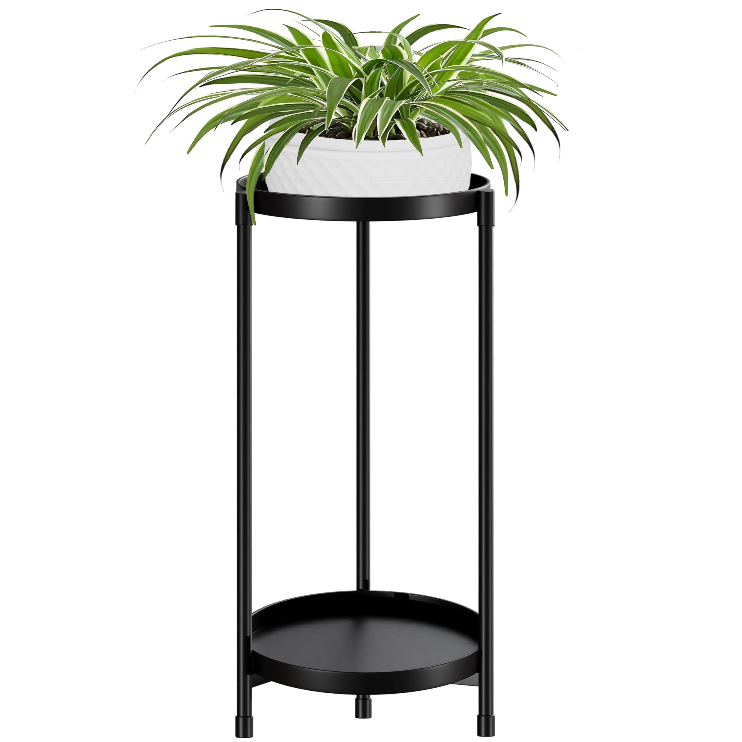 Plant Stand indoor outdoor - 2 Tier black Tall Metal Flower Pot Holder Potted Display Rack - Heavy Duty Corner Plant Shelf for Patio Garden Balcony Living Room Bedroom