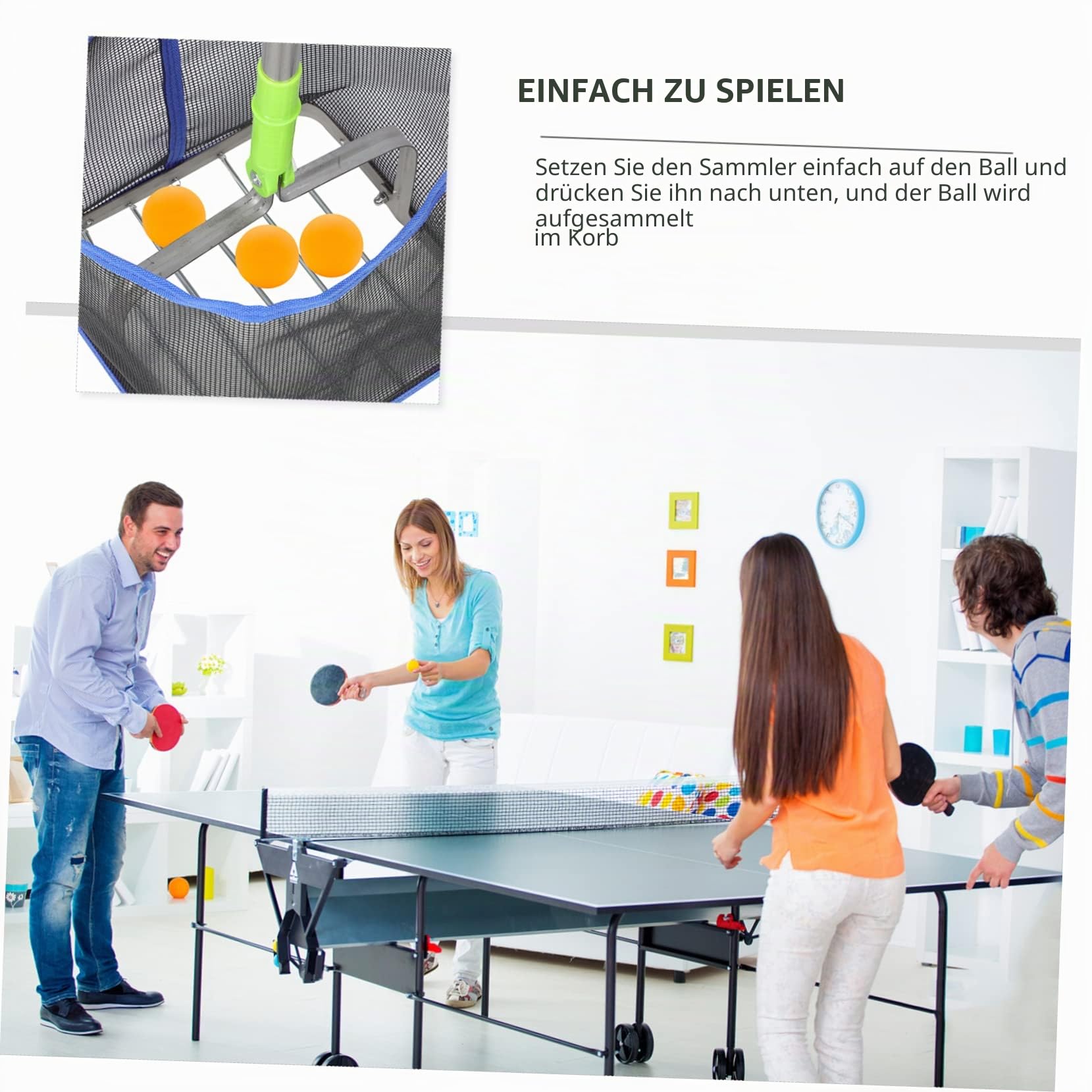 Tischtennisball Picker Tragbar Mit Teleskopgriff - Verstellbarer Ballsammler Für Effizientes Aufheben Und Praktische Lagerung