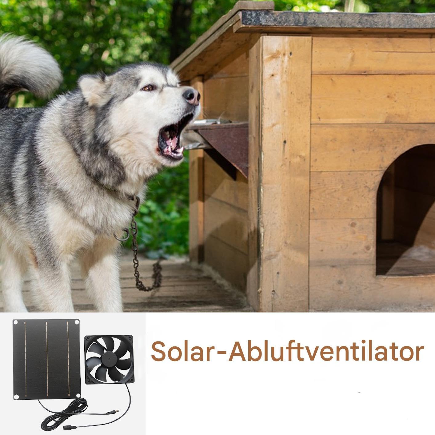 Solar Abluftventilator Mit Photovoltaikmodul, 30W Solars Ventilator Für Gebäude, Leiser Wandmontage Lüfter für Hundehütte mit Geruchsentfernung und Luftzirkulation
