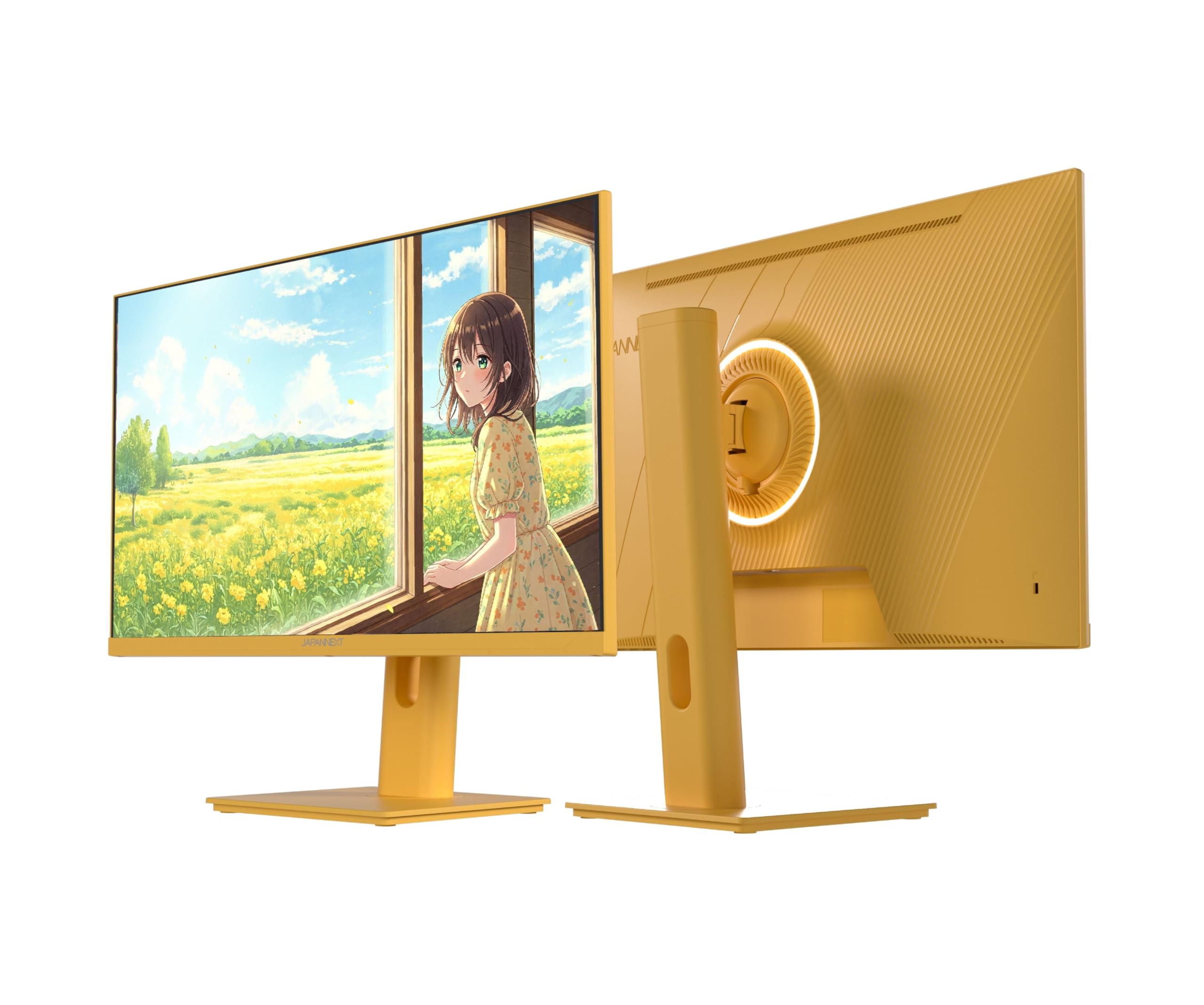 JapanNext Monitor Gaming 23,8" IPS 120Hz 0.5ms Giallo Pastello | Full HD (1920x1080) | Altezza/inclinazione regolabili (HSP) Altoparlanti integrati G-Sync/FreeSync | JN-IPS238G120F-HSP-YE