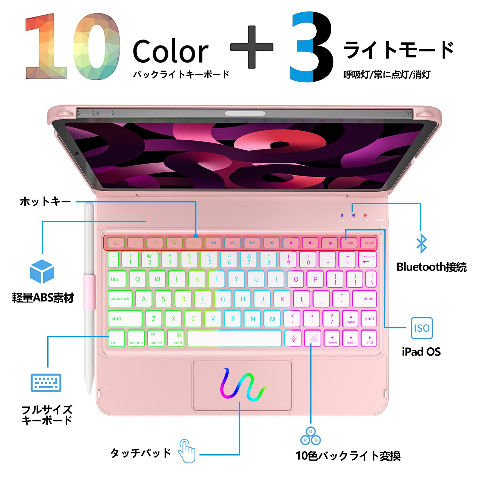 Amazon.co.jp: COO iPad Air5 /Air4 キーボード ケース 2022/2020 