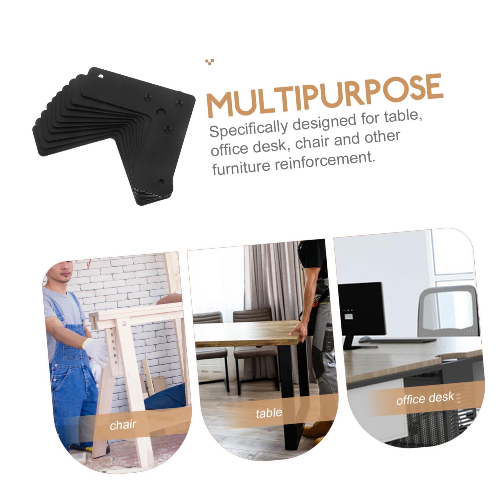 10 Pezzi Staffe Angolari di Supporto in Ferro Nero | Piastra di Riparazione 4×4×1¼, Spessore 2mm, Installazione Semplice per Rinforzo Mobili