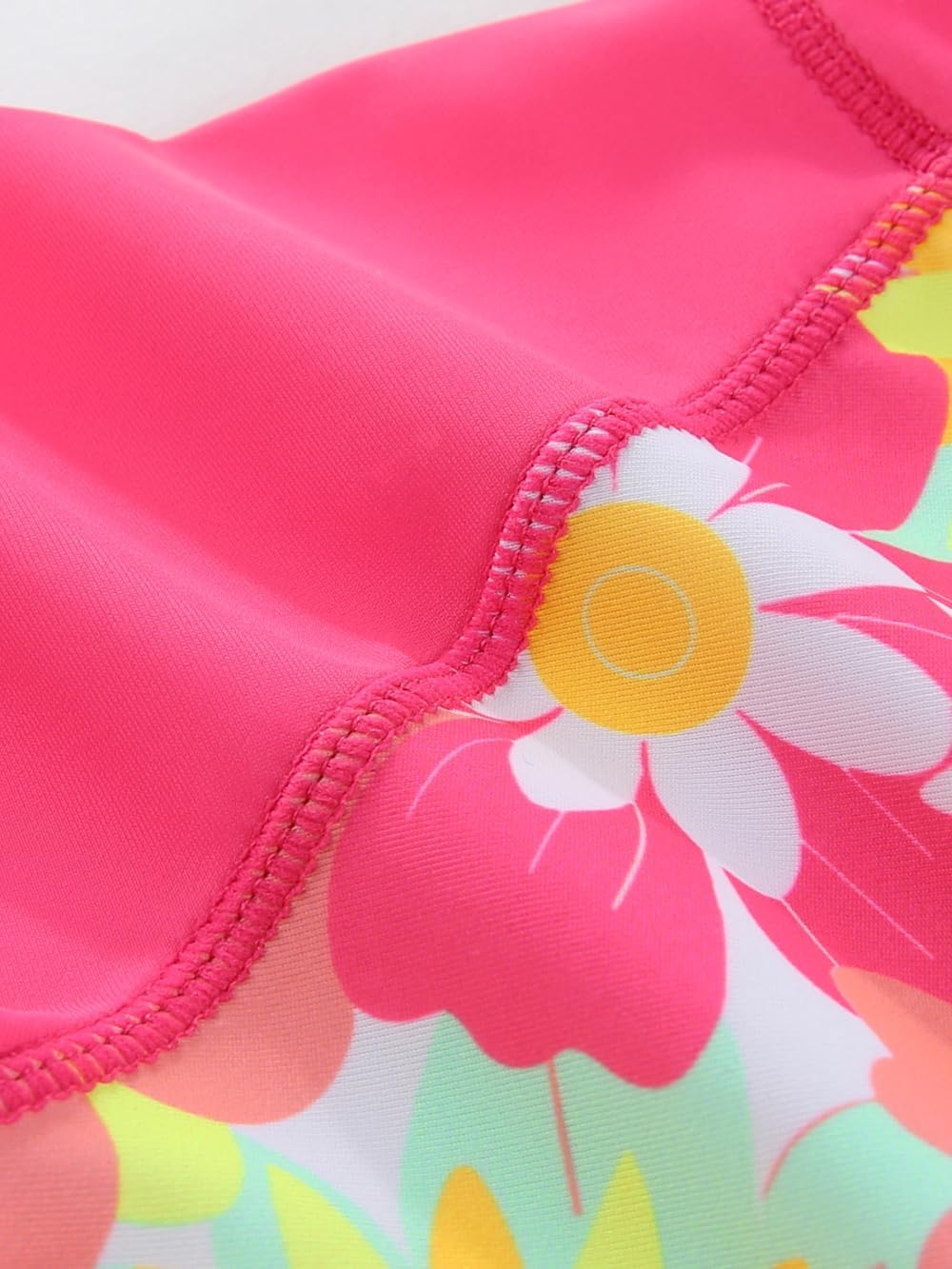 Girls Floral Long Sleeve Rash Guard One Piece Swimsuit UV Protection Bathing Suit for 3-12 Years