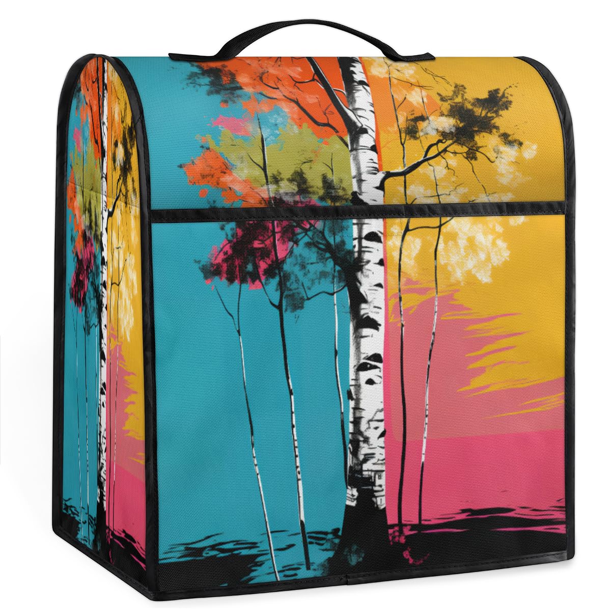 Coffee Maker Cover Art Birch Kitchen Appliance Covers Small Appliance Covers Blender Cover Juicer Cover Dust Covers for Kitchen Appliances with Top Handle and Pockets,Washable,C110