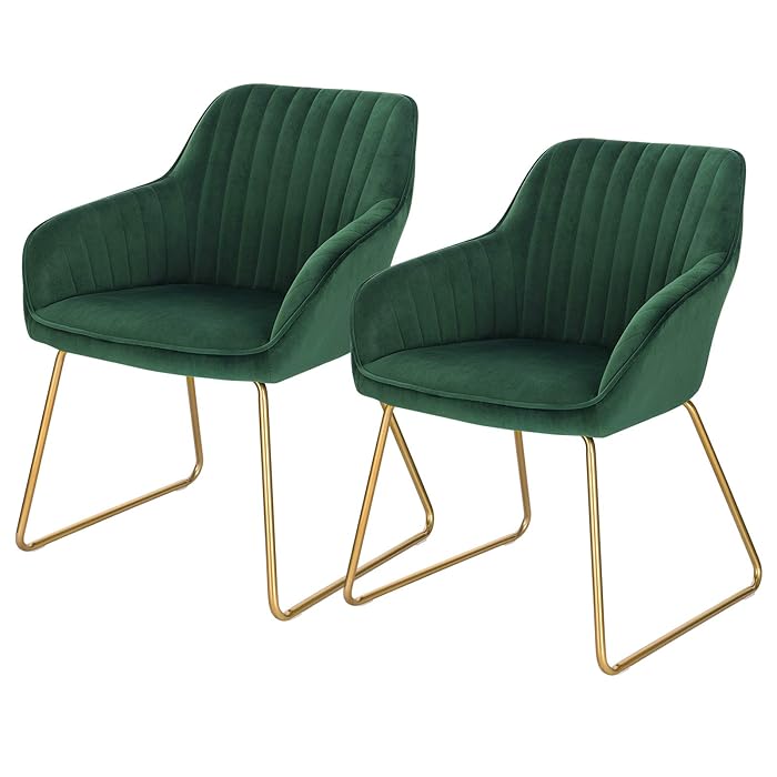 Buy eSituro Dining Chairs Set of 2 Dark Green Kitchen Chairs Soft
