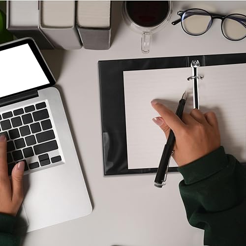 Miniatura 5 de Resurhang Carpeta pequeña de 3 anillos de 1 pulgada de 9.25 x 7.24 pulgadas, carpeta pequeña negra de 3 anillas con 2 bolsillos transparentes,