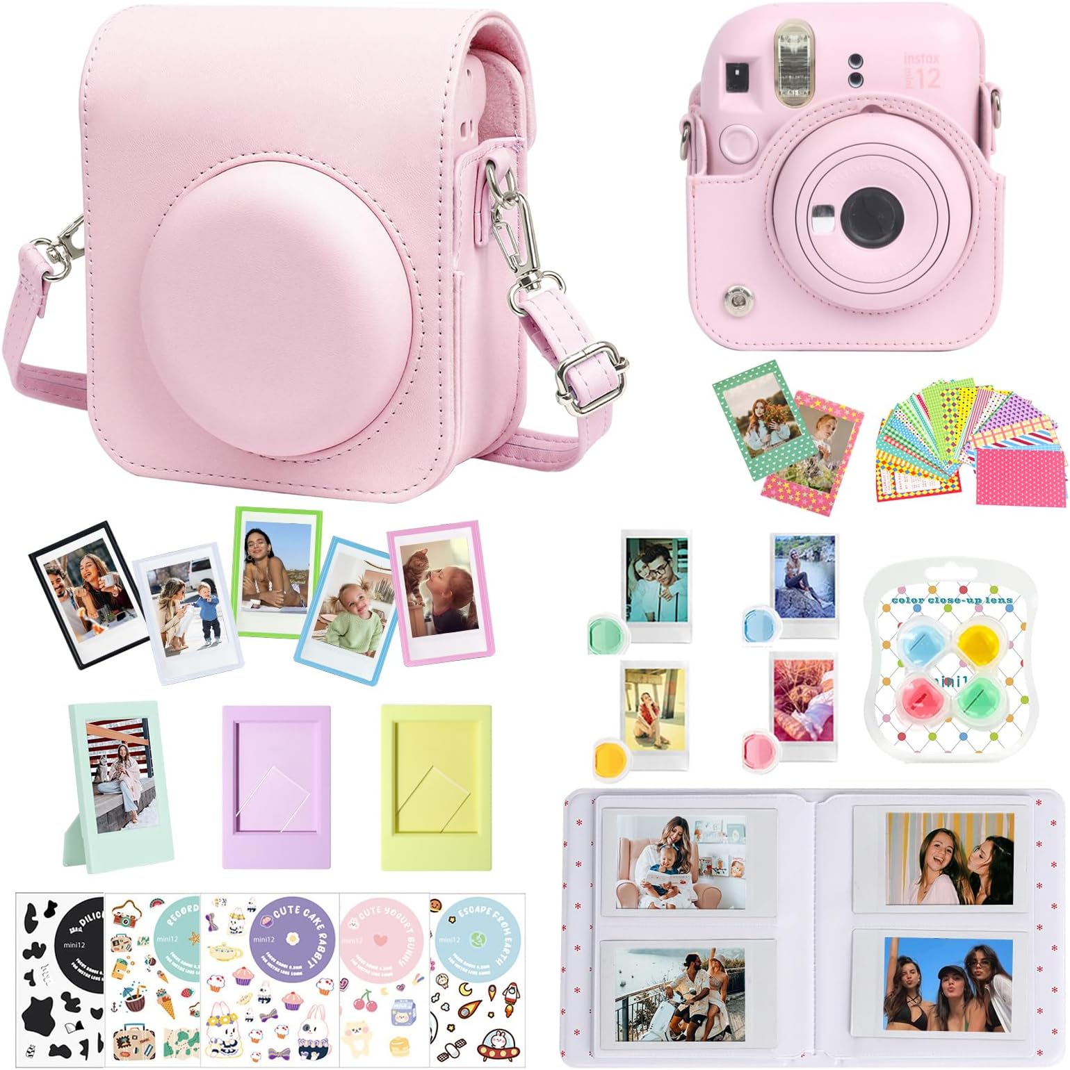 CAIYOULE Camera Accessories for Fujifilm Instax Mini 12, Blossom Pink