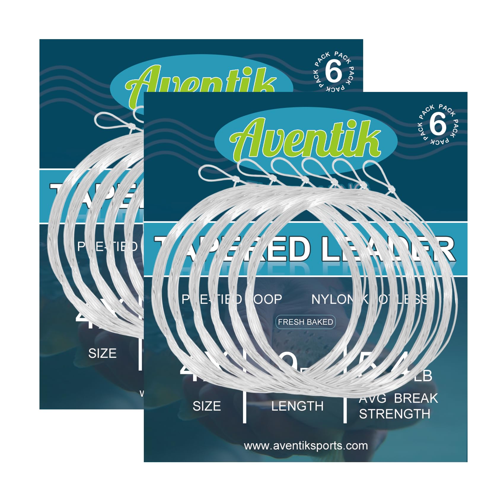 Aventik Fly Fishing Tapered Leader Pre-Tied Loop Fishing Leader Line 7.5FT 9.0FT 12FT 6/12 Pack Tensile Strength- Abrasion Resistance- Low Memory Freshwater Saltwater (9.0FT-12pcs, 4X-5.4LB)