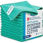 MW PRO Microfiber Cleaning Cloths (12 Pack, 12x12, Green) - Commercial Grade Housekeeping Towels & Janitorial Rags - Lint Free & Streak Free for Windows, Glass & Auto Detailing - Washable 300+ Times