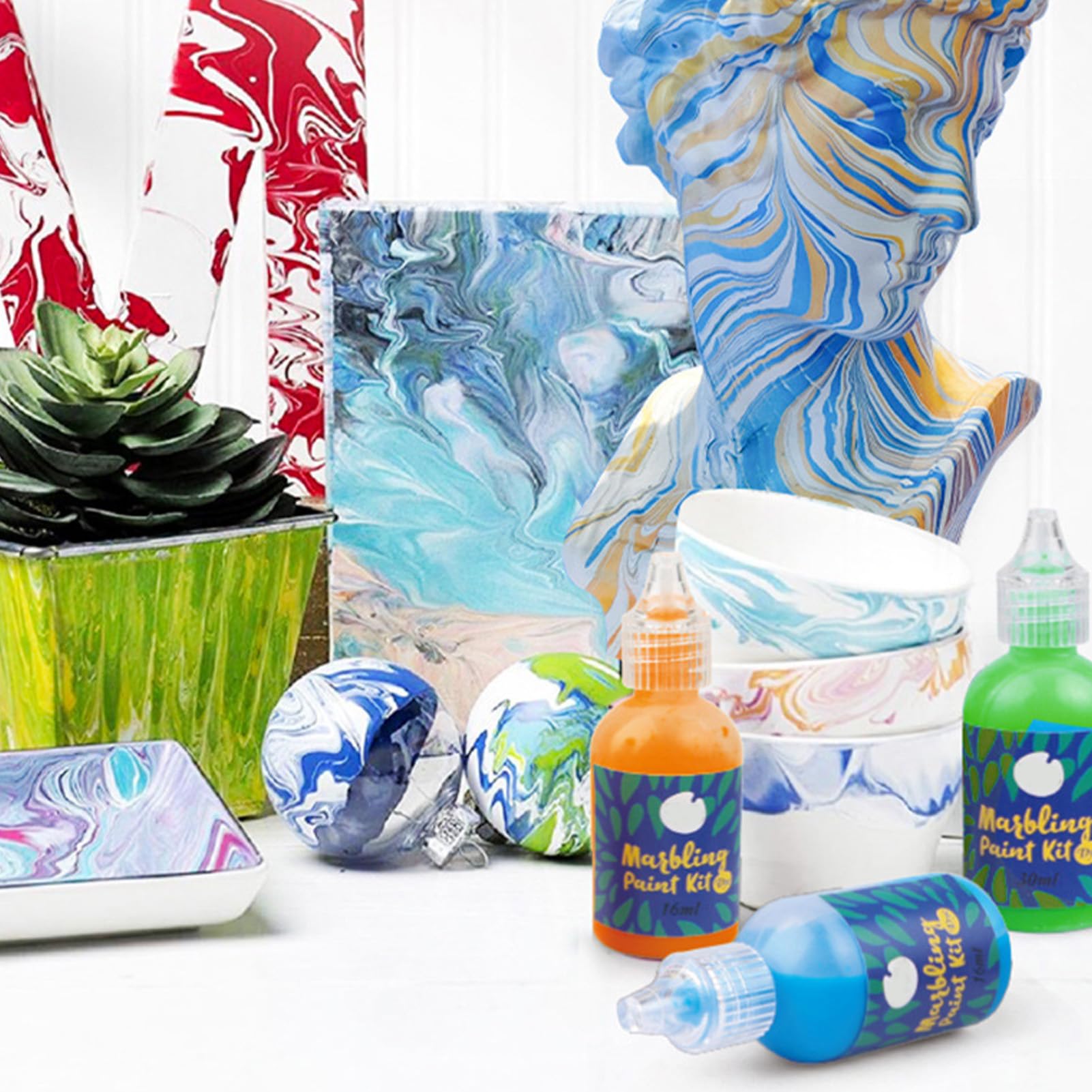 Beanewone Kit Vernice Marmorizzante Ad Acqua Per Bambini - Set Creativo Lavoretti Con 12 Colori, Regalo Per Bambina 6-12 Anni (Tema Animali)
