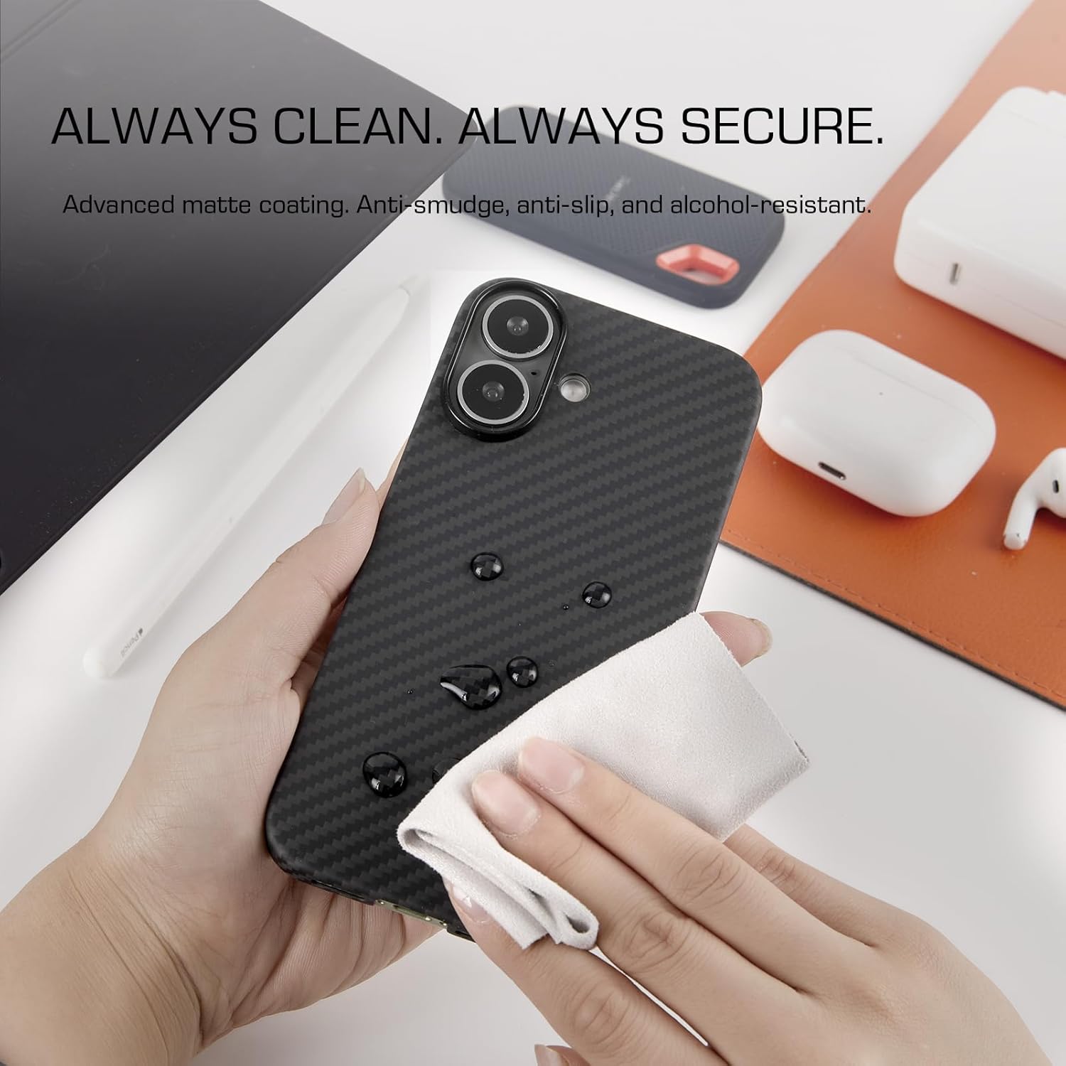 Duro Case for iPhone 17, 1500D Dupont Kevlar Aramid Fiber, 0.65mm Ultra Slim & 12g Lightweight Minimalist Cover, Magnet-Free Bare Phone Feel, Matte Black