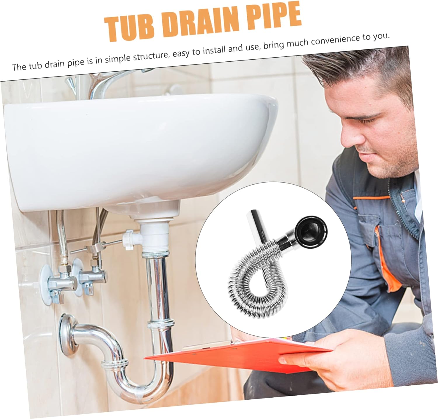 Bathtub Accessory Drain Tubing Hose for Bathroom Sink Sturdy Corrosion-resistant