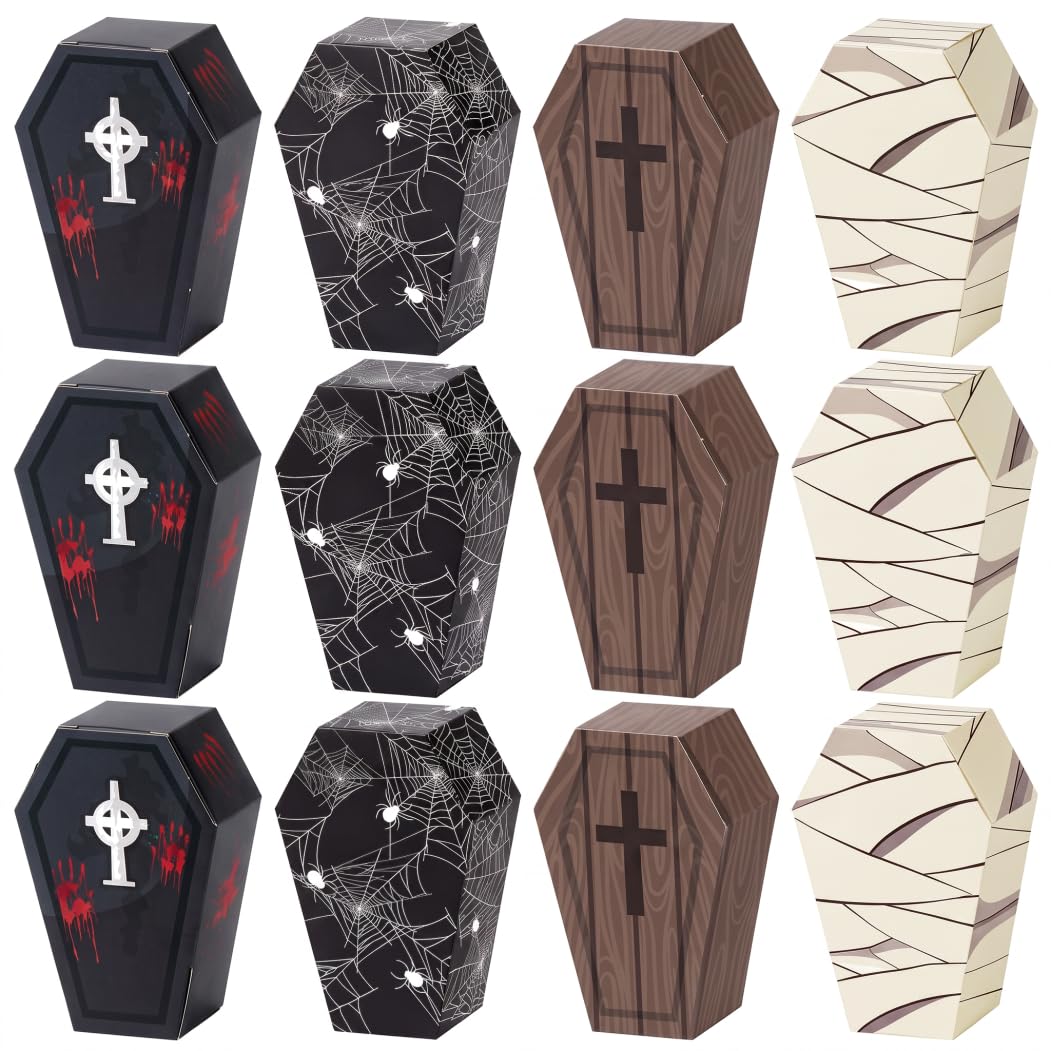 Bemonew Mini Coffin Treat Boxes 12 Pack Fun Black